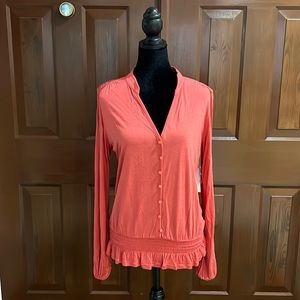 NWT women’s medium New York & Company, long sleeve, orange top.